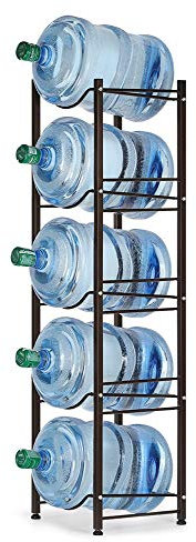 Water Cooler Jug Rack 5-Tier Water Bottle Storage Rack 5 Gallon Jugs Water Detachable Heavy Duty Water Bottle Holder Shelf Save Spacer Easy to Assemble for Home Office Organization Copper Bronze