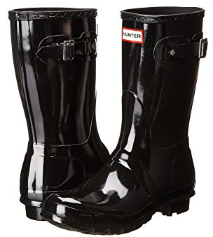 Hunter Original Short Gloss Black Womens Boots Size 4 UK