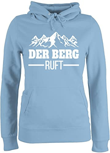 Pullover Damen Hoodie Frauen - Skiurlaub Apres Ski - Der Berg Ruft - M - Hellblau - Geschenkideen für Wanderer Party Outfit Skifahrer ruf Hoody Damen,der Kapuzenpullover skioutfit Berge Pulli