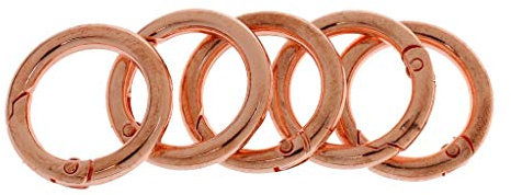 Inzopo 5 Pieces 28mm Zinc Alloy Circular Round Carabiners Spring Clip Snap Hook Keychain Camping Hiking Outdoor Rose Gold