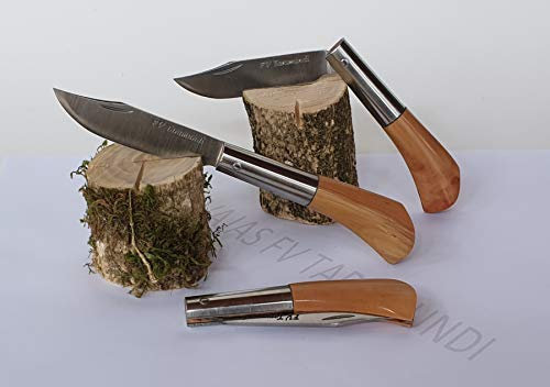 Navaja artesanal TARAMUNDI brezo natural punta vuelta Caza, Pesca, Camping, Outdoor, Supervivencia y Bushcraft + Portabotellas de regalo