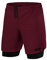 TCA Ultra Sporthose Herren kurz 2 in 1 mit Tasche - Kurze Sport Shorts Trainingshose mit Taschen - Laufhose mit Kompressions Innenhose und Reißverschluss Handytasche - Rot/Schwarz, XXL