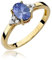 Damen Ring 585 14k Gold Gelbgold echt Tansanit Edelstein Diamanten Brillanten