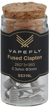 Vapefly Fused Clapton SS316L Prebuilt Coil für e-Zigarette, 0,3 Ohm, 6 Stück, ohne liquid und somit ohne Nikotin
