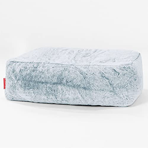 Lounge Pug Groß Fußhocker Pouf, Pastellblau Flauschiger Kaninchen Kunstpelzstoff, Sitzpouf, Pouf Sitzsack Hocker Wohnzimmer