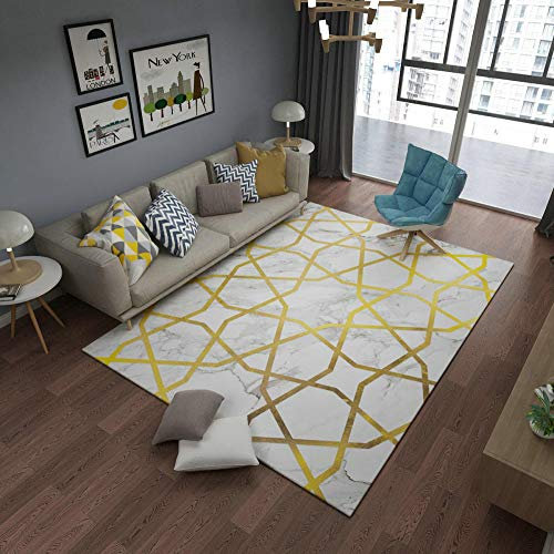Oro Comodidad Moderna geometría minimalista, acogedor, decoración de salón, decoración, alfombra grande barato cocina alfombra de cocina antideslizante,habitación,alfombra polipropileno,fáci120x160CM
