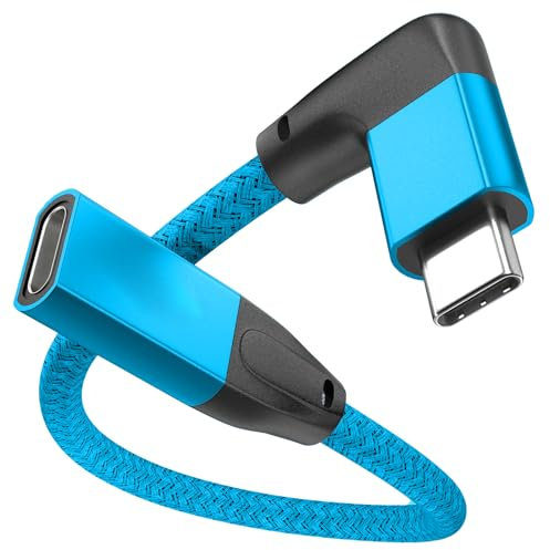 UseBean USB C Verlängerungskabel 0.2M, 90 Grad Winkel PD 100W Typ C 3.2 Gen2 20Gbps Stecker auf Buchse Adapter 90 Grad für iPhone 16 15 Pro Max, MacBook M4 M3, Galaxy S25 S24, Steam Deck, Switch