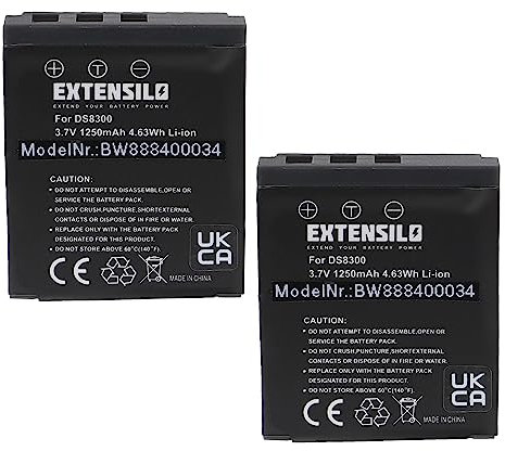 EXTENSILO 2X Akku kompatibel mit Revue DC 10.1, DC 100, DC 80, DC 80 SZ, DC 8000, DC 840 XS Kamera (1250mAh, 3,7V, Li-Ion)