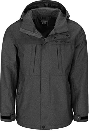 Dry Fashion Herren Funktionsjacke Emden Meliert - Outdoor-Jacke Wasserdicht mit Innenfutter und abnehmbarer Kapuze in Anthrazit Melange Größe M