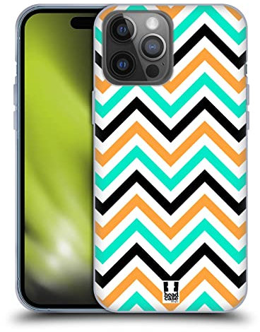 Head Case Designs Blaugrün Und Orange Neon Zigzag Gelhülle [Militärischer Schutzgrad] Kompatibel Mit Apple iPhone 14 Pro Max Und Kompatibel Mit MagSafe