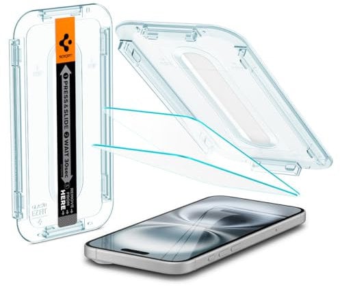 Spigen Glas.tR EZ Fit Tempered Glass Screen Protector for iPhone 16 Plus, iPhone 15 Plus - 2 Pack