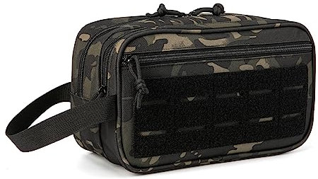QT&QY Taktische Kulturtasche für Männer Hygienebeutel militärischer Gut Organisiert Werkzeug Aufbewahrung, kleinen Molle Taschen, Doppkit für Herren und Rasiersets für unterweg, Reisen, Workout Dusche