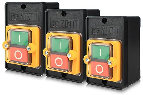 Maschinenschalter Switch Pushbutton Ersatz Schalter: Nizirioo 3 Stück Maschinenschalter AC220V / 380V 10A EIN/AUS-Drucktastenschalter für Maschinenschalter KAO-10KH
