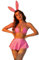 ROSVAJFY Damen Bunny Girl Lack Leder Dessous, Sexy Hasenmädchen Cosplay Uniform, Wetlook Rave Outfits Musik Festival Häschen Kostüm Halloween 4 Stück Top+Minirock+Tanga+Stirnband (Rosa)