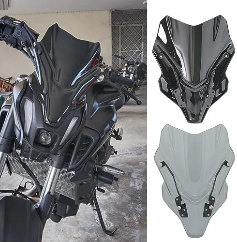 Midimttop Motorrad Windschutz Scheibe Windschutz Scheibe deckt Bildschirm Motorräder Deflektor Compatible with MT-07 MT07 MT 07 Zubehör 2021 2022 2023 (Schwarzer Rauch)