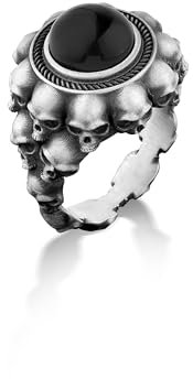 BySilverStone Jewelry Totenkopf-Siegelring Mit Schwarzem Onyx Aus Sterlingsilber, Memento Mori-Ring Für Den Freund, Einzigartiger Biker-Ring Für Herren