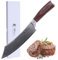 WAKOLI Edib Couteau BBQ et de boucher en Damas I Lame tranchante de 20 cm en acier damassé à 67 couches avec noyau VG10 et manche en bois de pakka I Couteau de cuisine professionnel & couteau damassé