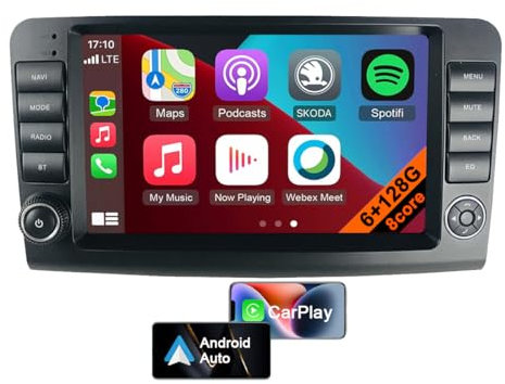 Android 13 Autoradio für Mercedes Benz ML-Klasse ML W164 X164 ML350 ML280 GL350 GL450, 9 Zoll Voll-Touchscreen Multimedia-Stereo mit Navigation, WLAN, Mirror Link (8core 6GB+128GB)