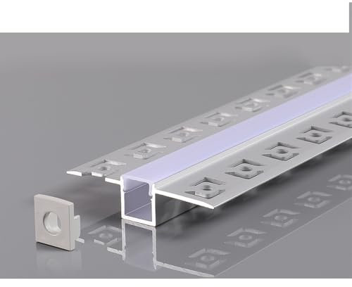 2 m LED Alu Profil Rigips Trockenbau Schiene Kanalprofil mit Milchglas Abdeckung Kanal System für LED-Streifen Profil T