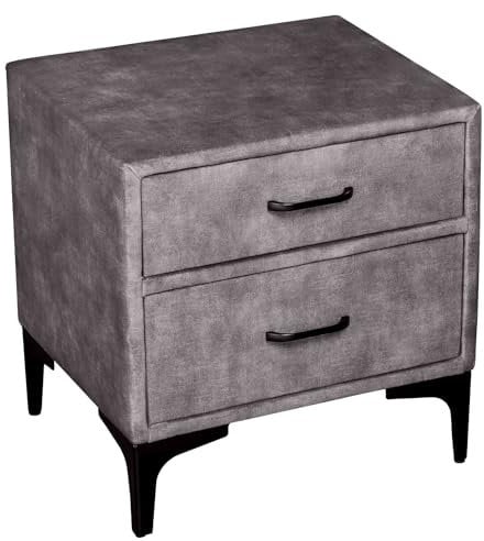 Riess Ambiente Design Nachttisch Boutique 50cm dunkelgrau Samt Zwei Schubladen Nachtschrank für Dein Schlafzimmer als Beistelltisch nutzbar