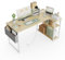 BEXEVUE Small L Shaped Desk with Power Outlets - 120x70cm Corner Computer Desk Writing Table, Reversible Large Storage Shelves, Bookshelf Workstation for Study Play Work Bedroom Home Office Beige