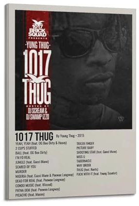 greb Young Thug Album-Poster, Leinwand-Poster, Raumdekoration, ästhetisches Poster, künstlerisches Poster für Schlafzimmer, Wohnzimmer, Wände, 60 x 90 cm, Rahmenstil