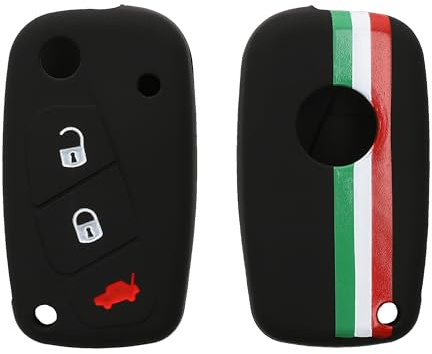 kwmobile Schlüsselhülle für FIAT Lancia 3-Tasten Autoschlüssel Hülle - Autoschlüssel Schlüssel Hülle aus Silikon - Schlüsselschutz Gehäuse in Grün Rot Schwarz