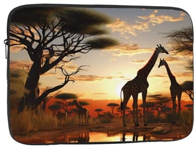 Africa Giraffe Majestic Tree Printed Laptop Sleeve Protective Case 15 Inch For Ultimate Protection - Tablet Briefcase Bag