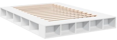 vidaXL Bettgestell, Bett mit Stauraum für Schlafzimmer, Bettrahmen mit Lattenrost, Schlafzimmerbett Doppelbett, Weiß 140x200cm Holzwerkstoff