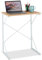 Relaxdays Escritorio Pequeño para Portátil, Mesa Ordenador, Mesita Estudio, MDF y Hierro, 75x60x40 cm, Blanco y Marrón