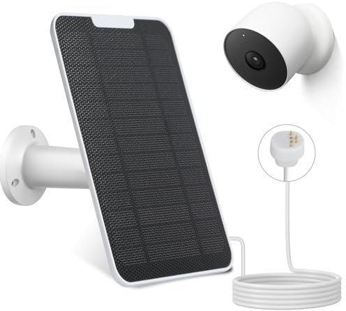 6w Premium Solar Panel Charger Compatible with Google Nest Cam Outdoor or Indoor (Battery Version), with 13.1Ft/4m Fast Charging Cable, IP65 Weatherproof and Adjustable Mount