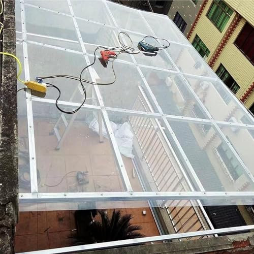 LRYELWA Polycarbonat Dachpaneele,Transparent Wasserdicht,Beidseitig Foliert,Vordach für Gewächshaus Garten Carport Überdachung,Leicht zu Schneiden und zu Biegen,mit Schrauben (1,22m x 2m)
