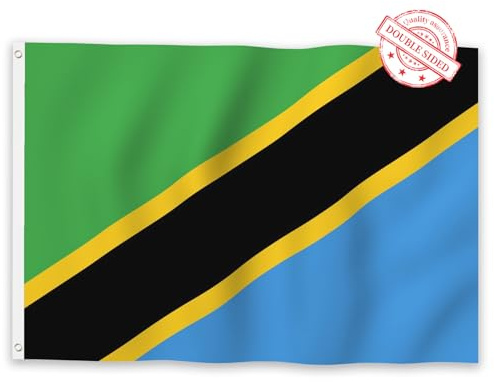 Aoihrraan Tansania Flagge 150x250cm Doppelseitige Tansanische Nationalflagge Banner Für Feiern Im Freien Haus Garten Veranda Party Dekoration Fahnen Mit 2 Stabilen Ösen Präzision Maschine Genäht