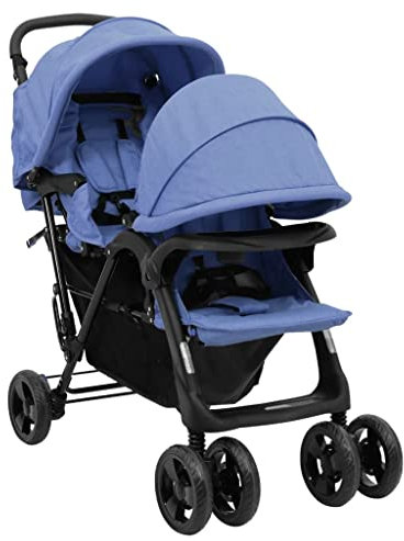 Willood Geschwisterwagen Tandem Kinderwagen Zwillingskinderwagen Marineblau Stahl