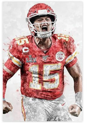 Patrick Mahomes Fußball-Leinwand-Poster, Schlafzimmer, Dekoration, Landschaft, Büro, Raumdekoration, Geschenk, 30 x 45 cm