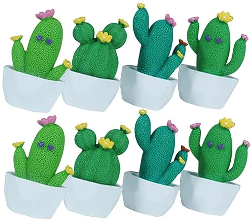CANIGHT 8piezas Mini Cactus Decorativos De Resina Plantas Macetas para Oficina Hogar y Coche Adornos De Escritorio y Jardín