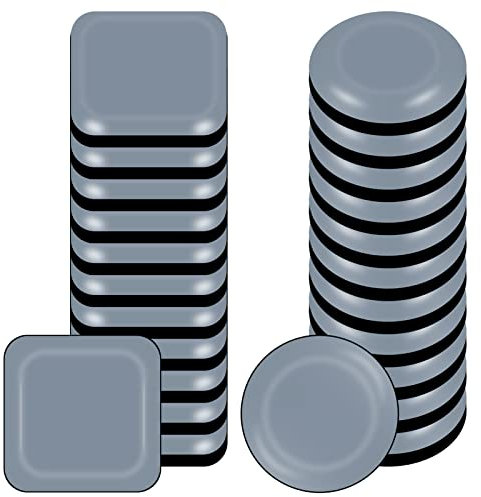24 Stück Quadrat Selbstklebende Möbelschieber Set, Möbelgleiter, Teflongleiter für schonendes Verschieben von Möbeln(12 runde, 19mm + 12 quadratische, 20mm)