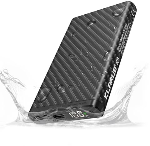 KLARUS Tragbares Ladegerät, Ultraleicht, 10.000 mAh, Powerbank Klein, USB-C-Eingang und -Ausgang, schnelles Aufladen, geeignet für die meisten Mobiltelefone, Taschenlampen, Scheinwerfer usw. (K5-1)