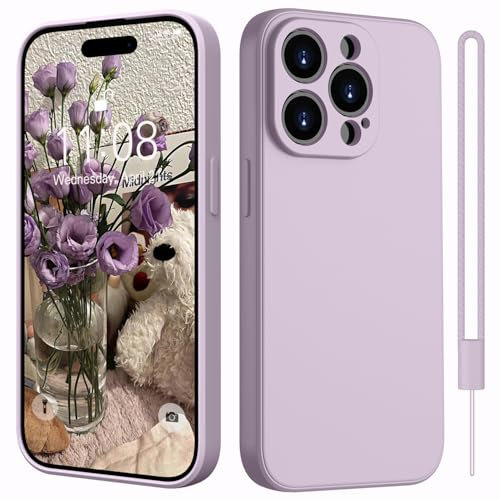 Kukiwhy Silikon Hülle für iPhone 14 Pro Max mit 1 Lanyard,Microfiber-Innenfutter Dünn Hanyhülle für iPhone 14 Pro Max 5G Case Rundumschutz Kameraschutz Schutzhülle für iPhone 14 Pro Max 6.7'' Lila
