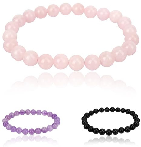 GADITIEK Rosenquarz Armband Damen, Perlenarmband Damen, Armbänder, Edelsteine, Rosenquarz Stein (Rosa)