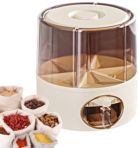 Cubo de arroz para cocina, cubo de almacenamiento de arroz, dispensador de arroz de fácil acceso, cubo de grano giratorio, contenedor dispensador de alimentos, contenedor de arroz con tapa, cubo