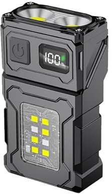 WARSUN DC08 Swivial LED Flashlight Rechargeable, 800 Lumens Mini Work Lihgt, Small EDC Flashlight Clip On with Back Clip, Magnetic Flashlight, for Emergency, Walk Dog, Working, Hiking, Camping