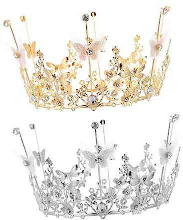 TOVINANNA Elegante Geburtstagstorte Topper 2 Pack Schmetterling Kuchen Krone Hochzeit Party Dekorationen Verzierungen