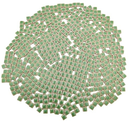 500 g quadratische Keramik-Mosaikfliesen, 500 Stück, 1 x 1 cm, handgefertigt, kreative Mikro-Mosaikstücke für Liebhaber, DIY-Mosaikprojekte und Heimdekorationen (hellgrün)