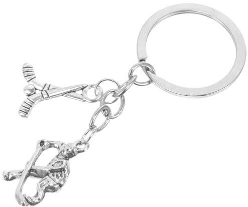 Gogogmee Hockey Schlüsselanhänger Metall Klein Verschleißfest Sportmotiv Hockeyspieler Zubehör Für Tasche Rucksack Jungen Und Männer