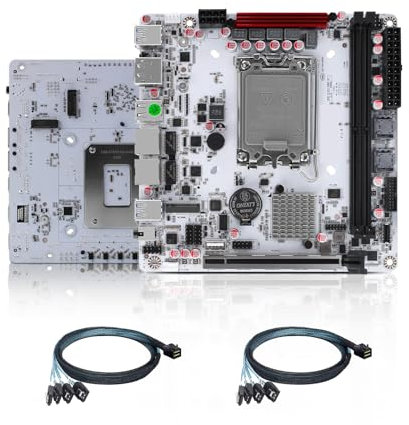 AIOPCWA Q670 LGA 1700 NAS Motherboard 8 Bay, 3 x NVMe4.0 Mini ITX Mainboard with 2 x SFF8643 (8 x SATA3.0), 2 x 2.5GbE LAN, DDR5 32GB RAM 1TB SSD, USB-C, PCI-E x16(with Adapters)