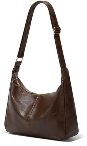 JIABAOZ Slouchy Hobo Taschen für Damen, Leder Tragetasche, Umhängetasche, Schultertasche, Tote Bag Soft, Braune Arbeit Alltag Handtaschen (brown)