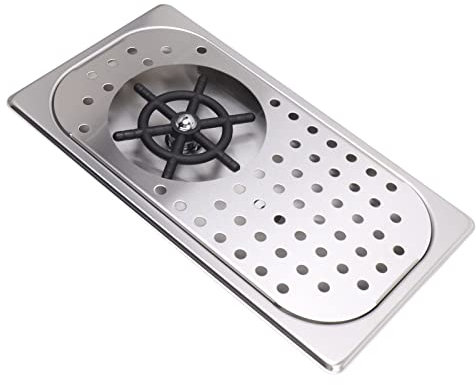 Pitcher Rinser, 304 Stainless Steel Glass Rinser with Drip Tray for Home Kitchens, Cafes, Bars, Multi Angle Nozzle, Bar Sink with Glass Rinser (Stainless Steel Color A)