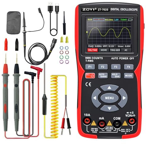 Oscilloscope Multimeter Handheld LCD Digital Multimeter & Oscillometer 2-in-1 Universal Meter Scope Meter 9999 Counts 10MHz 48MSa/s Single Channel Measuring AC/DC Voltage & Current Resistance