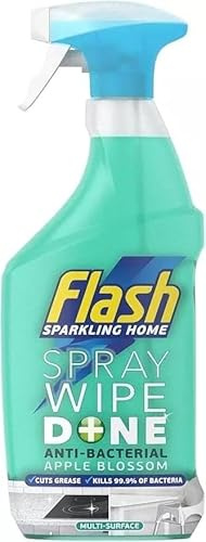 Kitchen Cleaner Spray 800ml – Antibacterial, Tough on Grease, Streak-Free, No Rinse, Kills 99.9% Bacteria, Fresh Scent Apple Blossom x 1 Pack